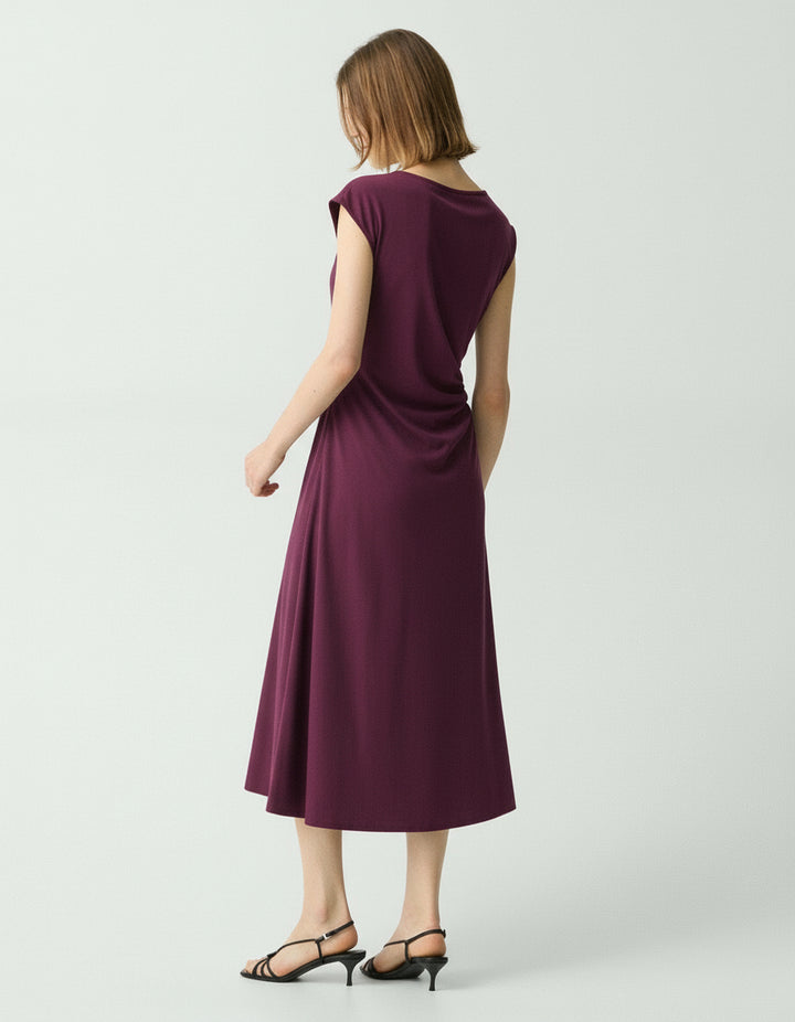 Draped Boatneck Dress in Crepe Jersey