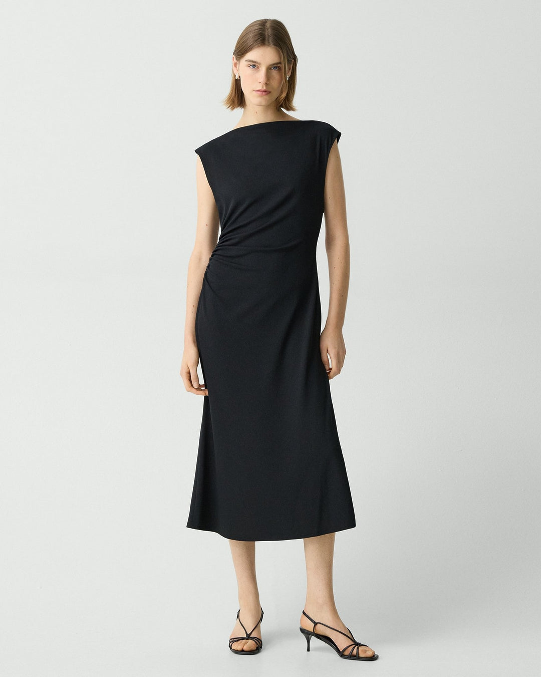 Draped Boatneck Dress in Crepe Jersey LIANA NYC Draped Boatneck Dress in Crepe Jersey LIANA NYC