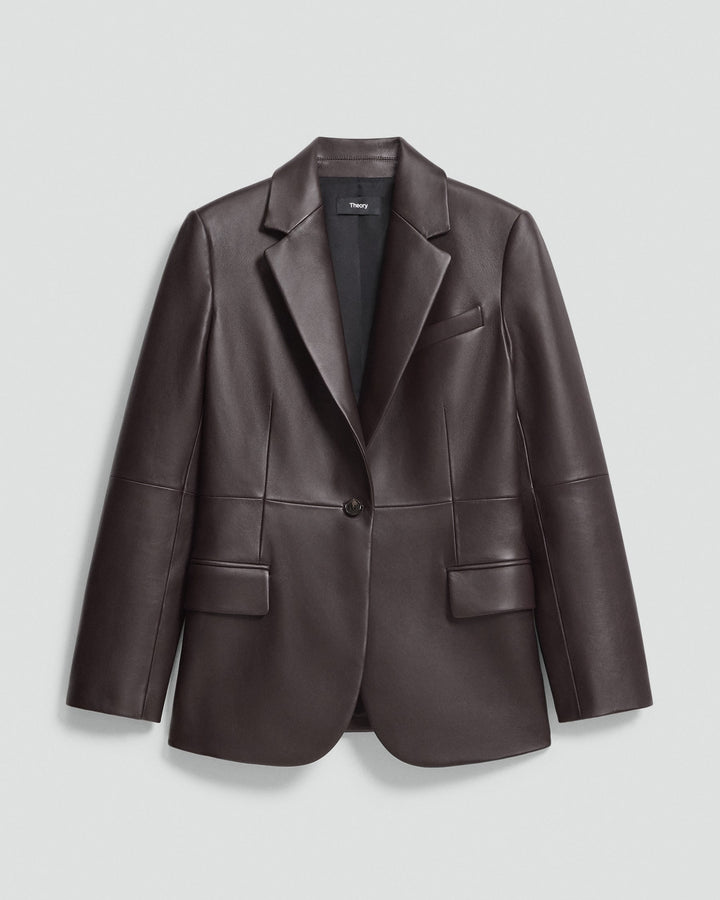 Lynnia Leather Blazer - Cacao