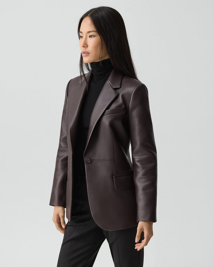 Lynnia Leather Blazer - Cacao