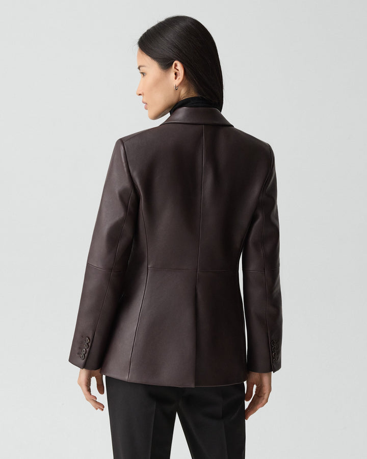 Lynnia Leather Blazer - Cacao