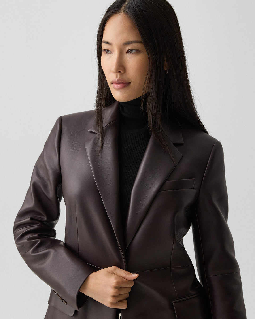 Lynnia Leather Blazer - Cacao