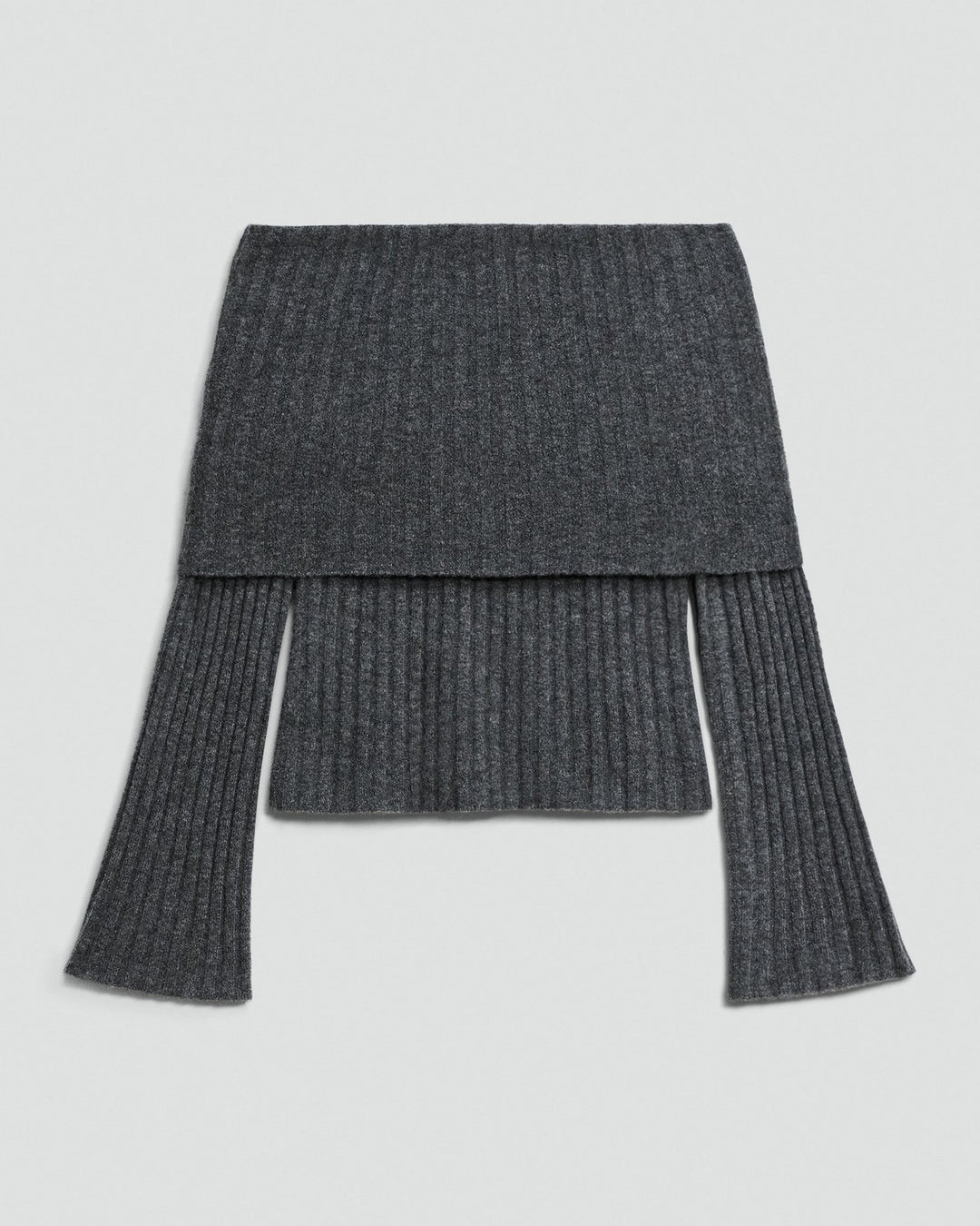 Ribbed Pullover Bell Sleeve Sweater