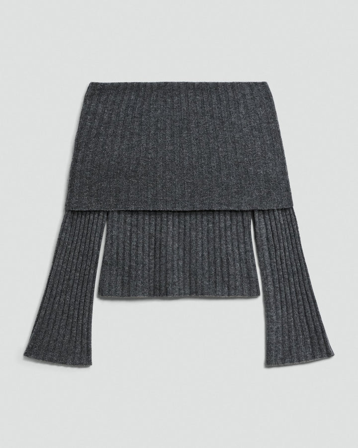 Ribbed Pullover Bell Sleeve Sweater