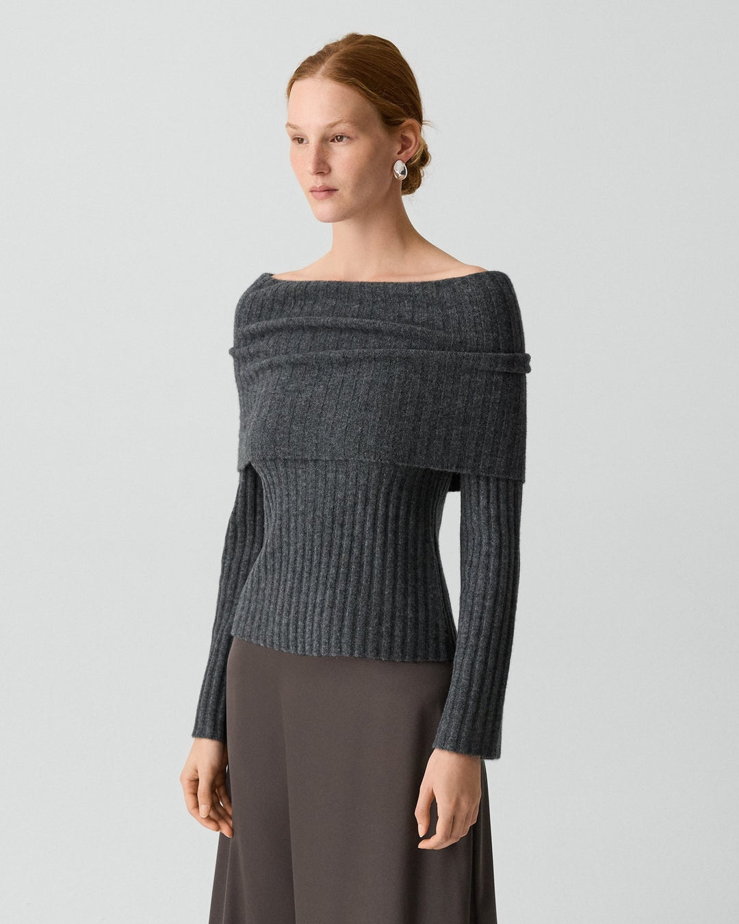 Ribbed Pullover Bell Sleeve Sweater