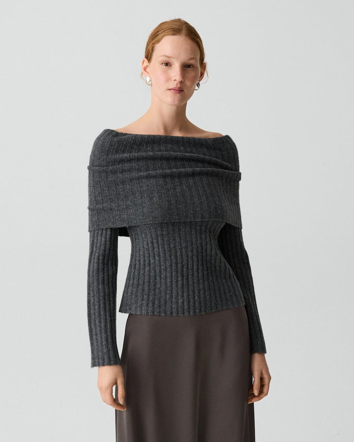 Ribbed Pullover Bell Sleeve Sweater