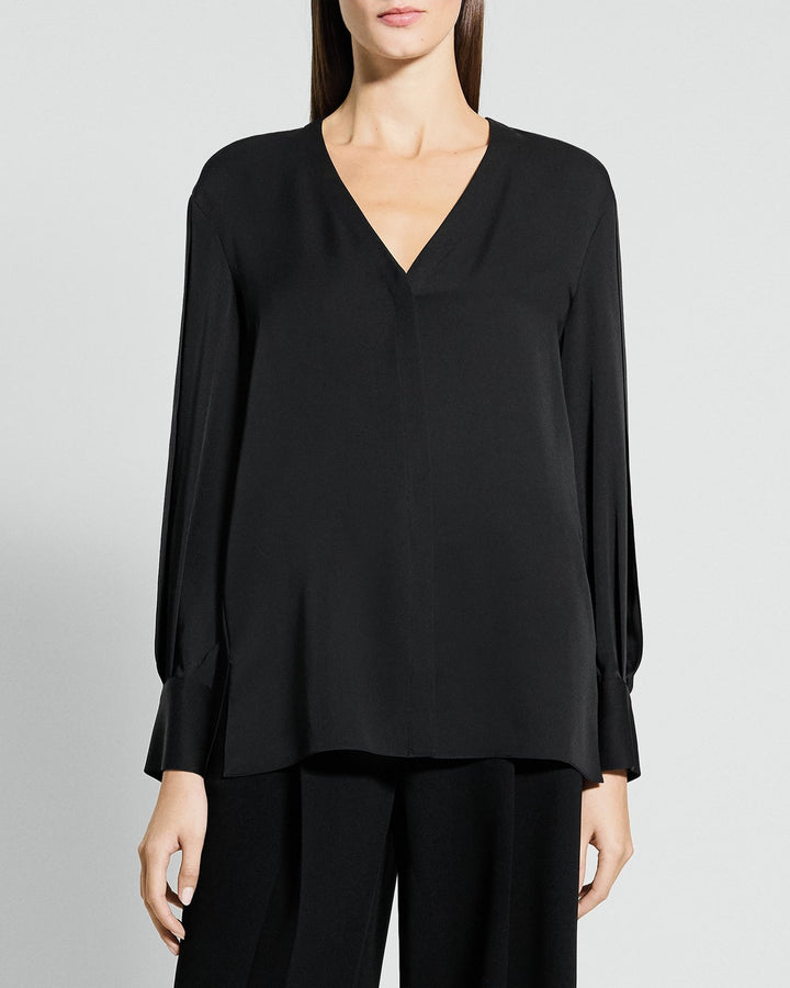 V-Neck Blouse in Silk Georgette