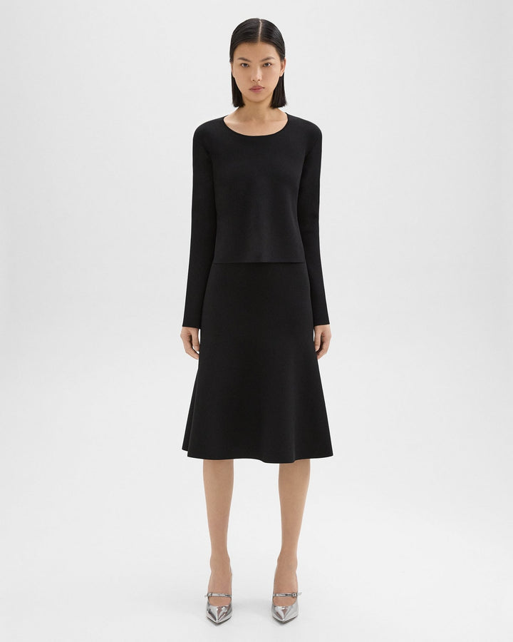 Layered Trumpet Dress in Crepe Knit