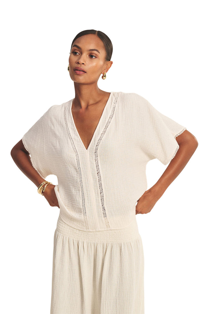 Verna Gauze V-Neck Top