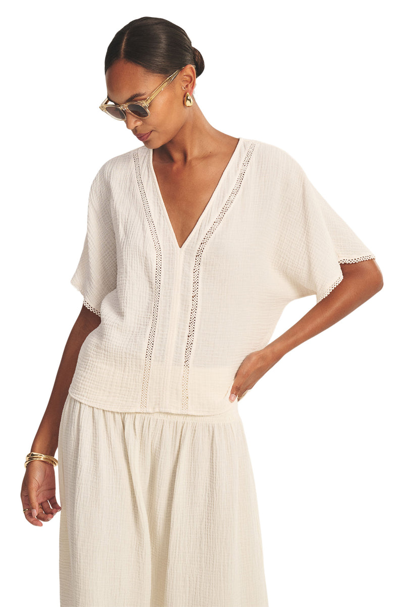 Verna Gauze V-Neck Top