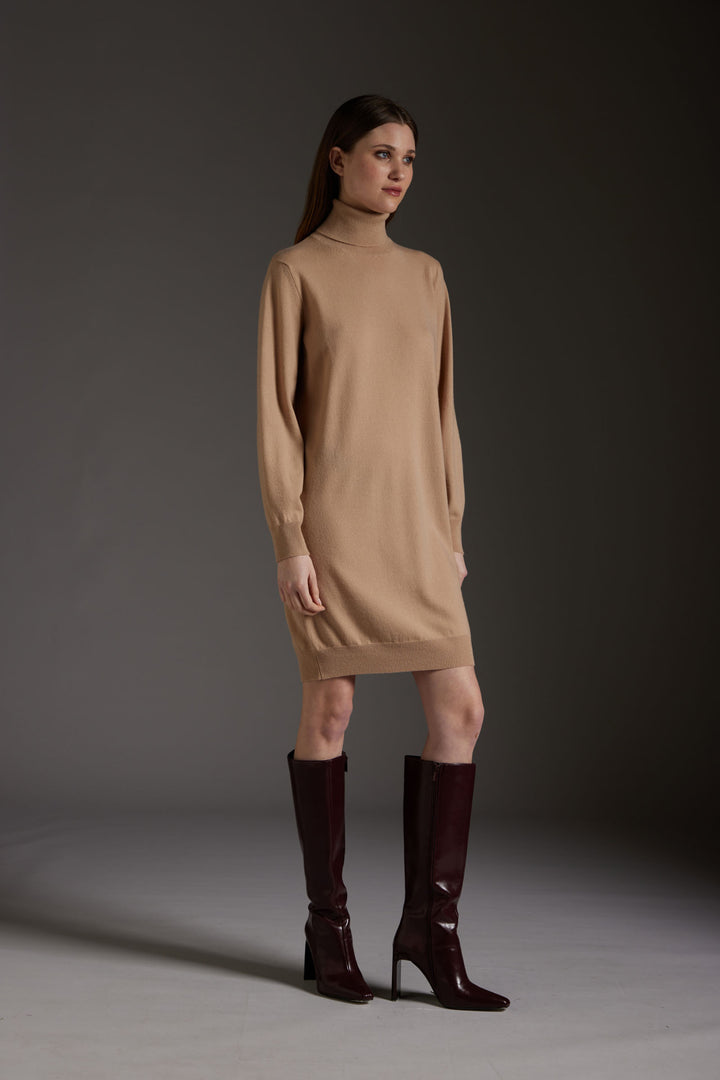 Oversized Wool and Cashmere Turtleneck Sweater Dress