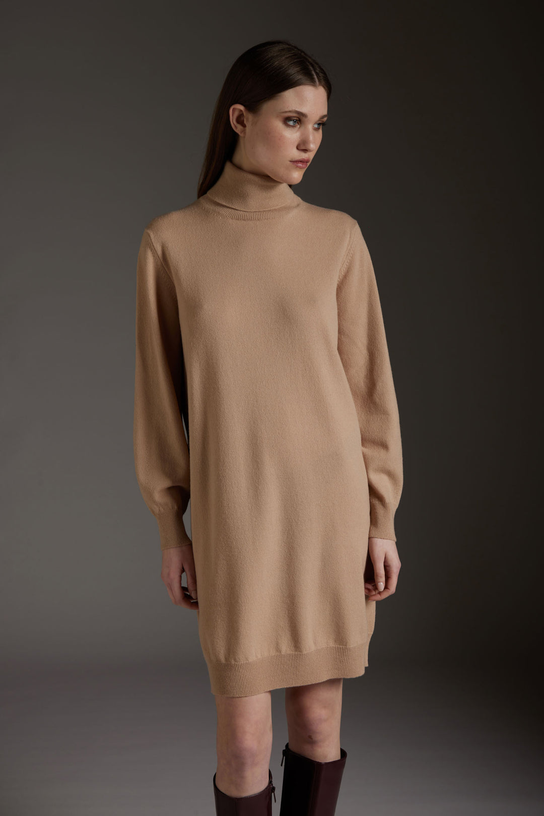 Oversized Wool and Cashmere Turtleneck Sweater Dress
