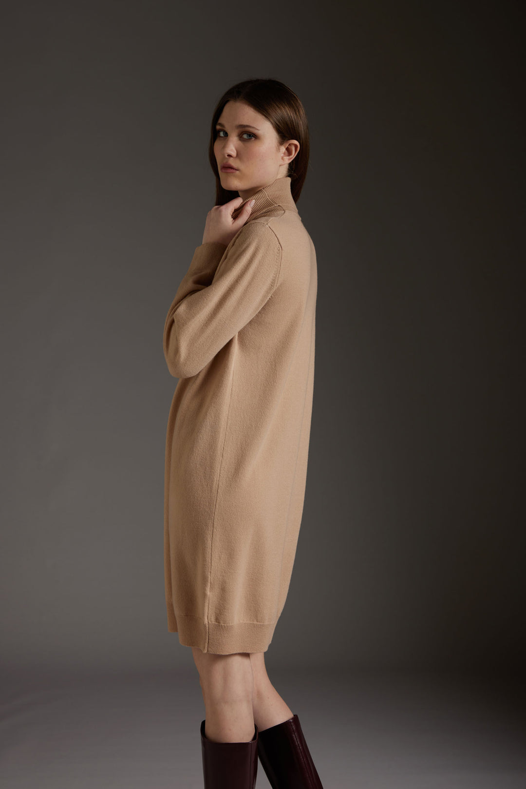 Oversized Wool and Cashmere Turtleneck Sweater Dress
