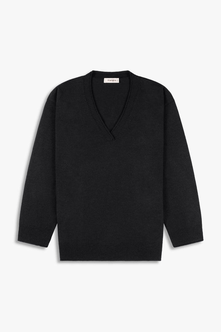V-Neck Sweater in Wool and Cashmere