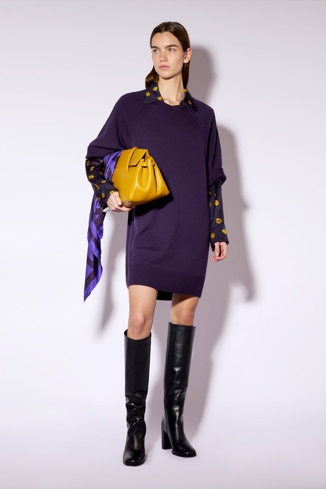 V Neck Sweater Dress
