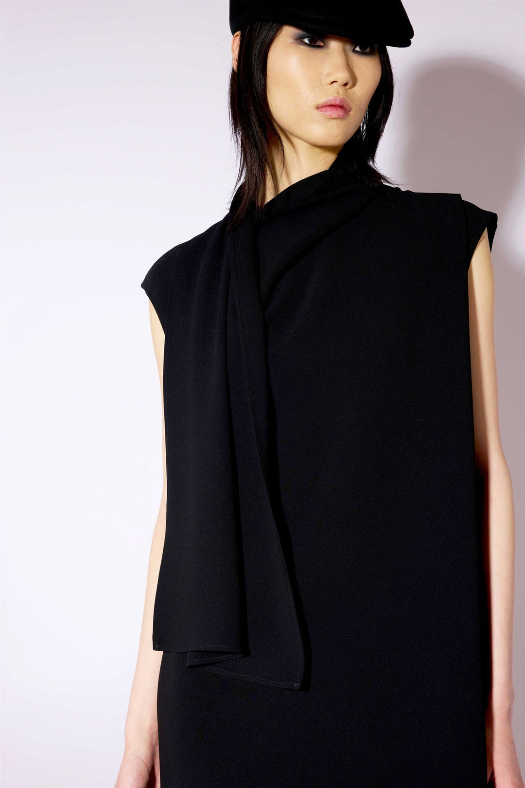 Sleeveless Scarf Neck Dress