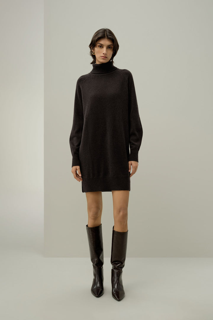 Wool-Cashmere Turtleneck Sweater Dress
