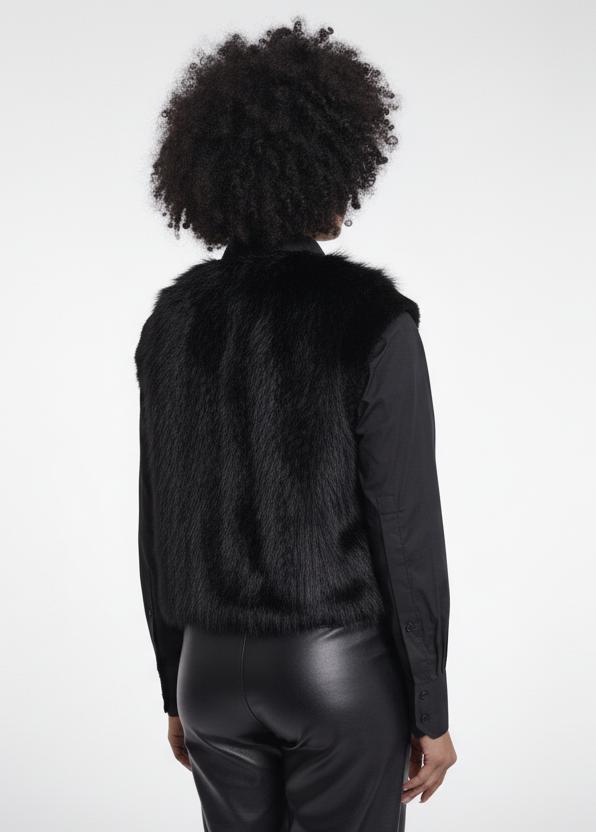 Faux Fur Vest - Black
