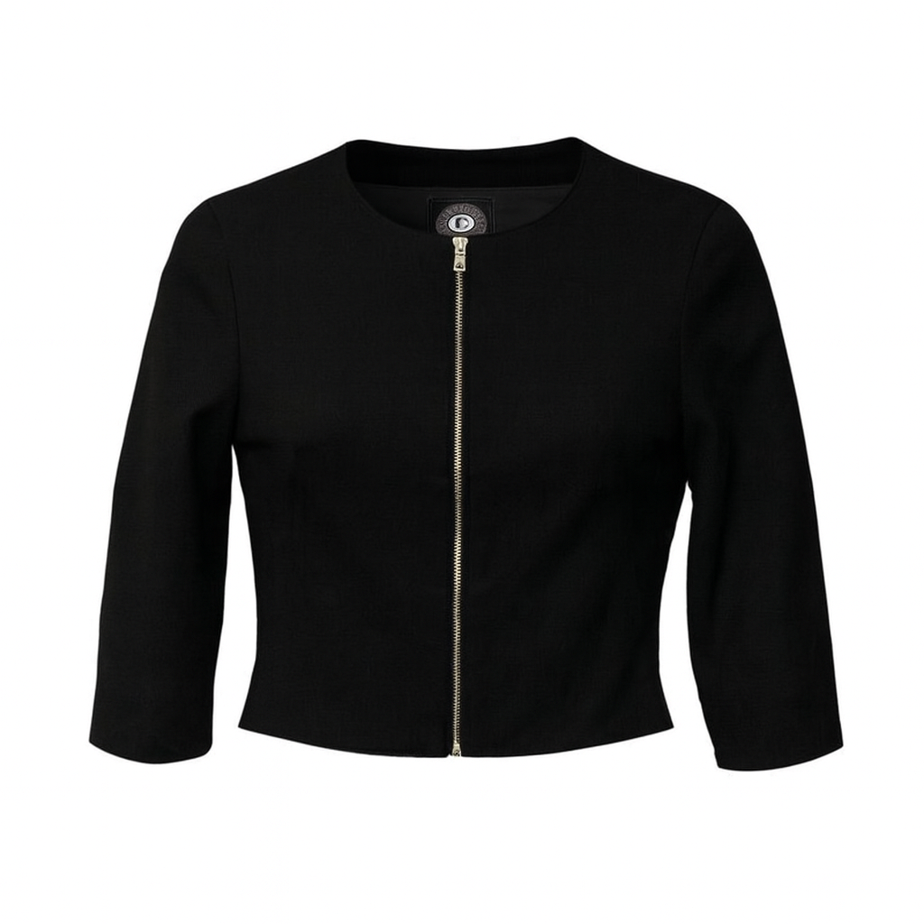Cropped Leather Cardigan - Black