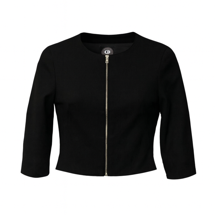 Cropped Leather Cardigan - Black