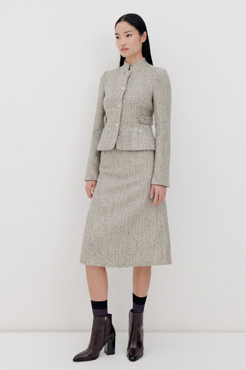 Silvia Tweed Jacket - Silver