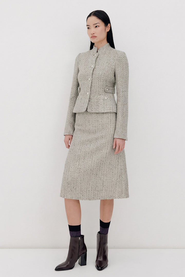 Silvia Tweed Jacket - Silver