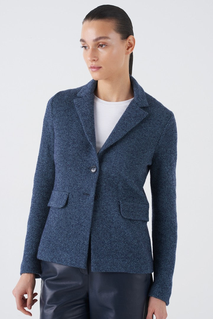 Algae Cashmere Wool Tweed Jacket - Arctic Navy