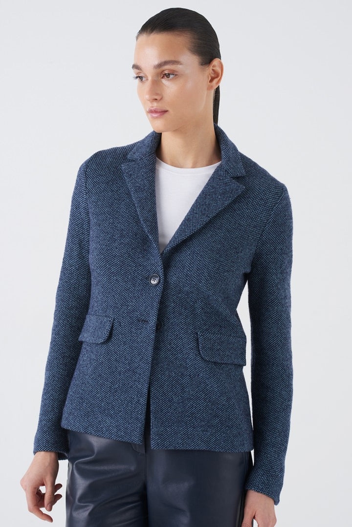 Algae Cashmere Wool Tweed Jacket - Arctic Navy
