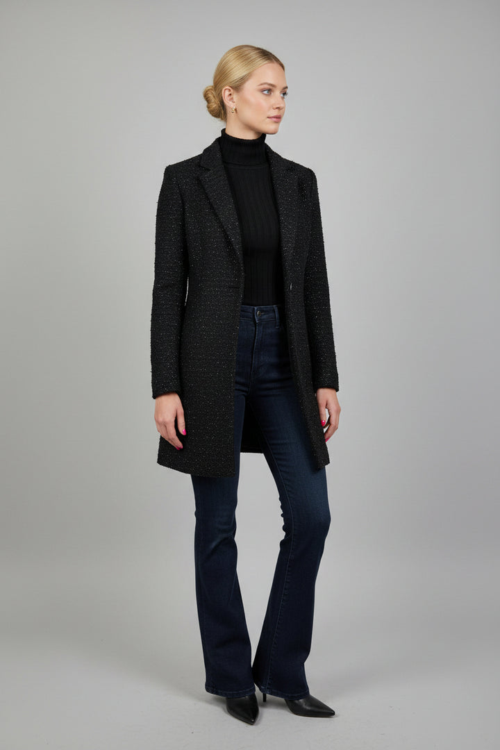Anastasia Black Long Sequin Jacket - Black