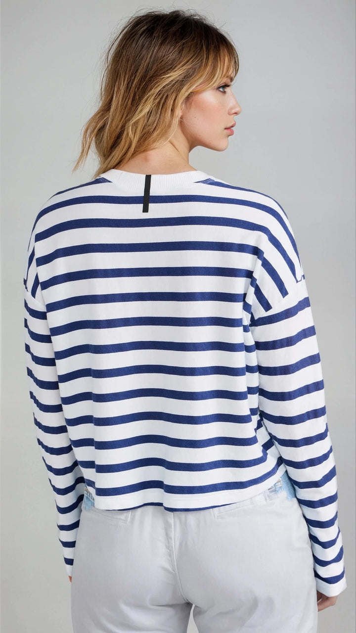 Cropped Long Sleeve Stripe Tee