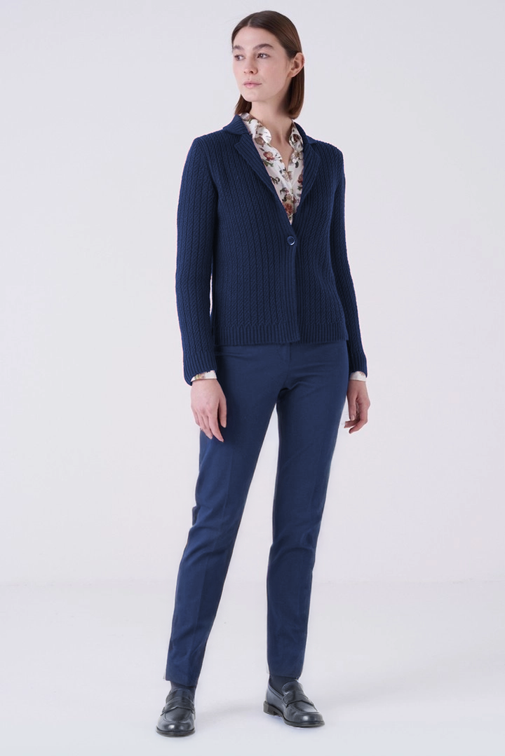 Tiffany Cable Cardigan Jacket - Navy