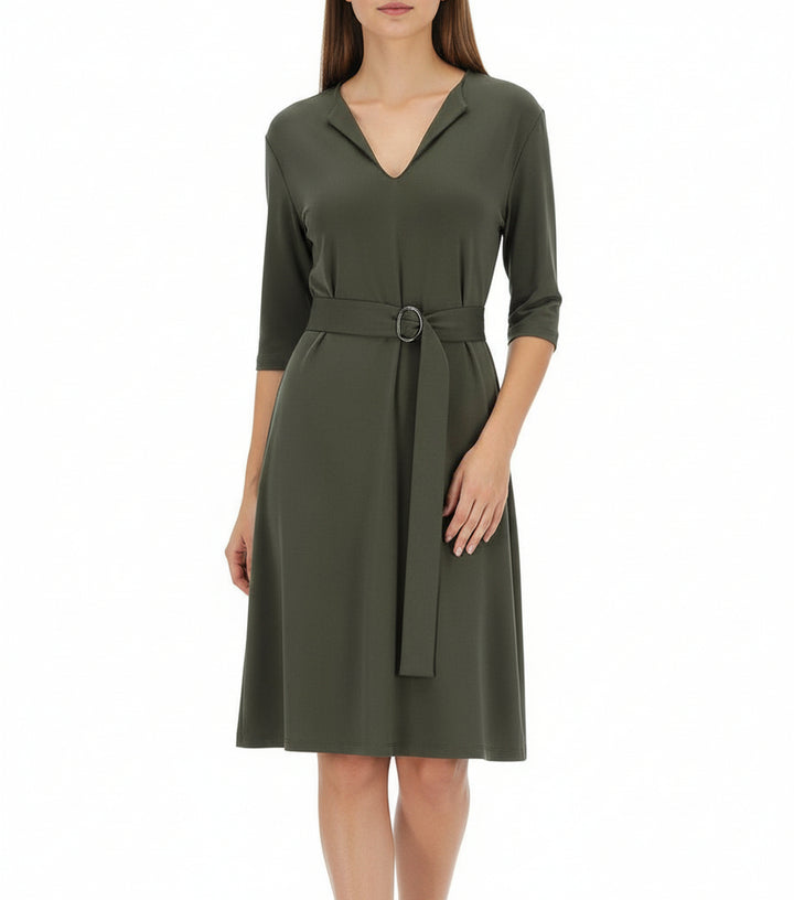Rosano Belted Dress - Dark Green