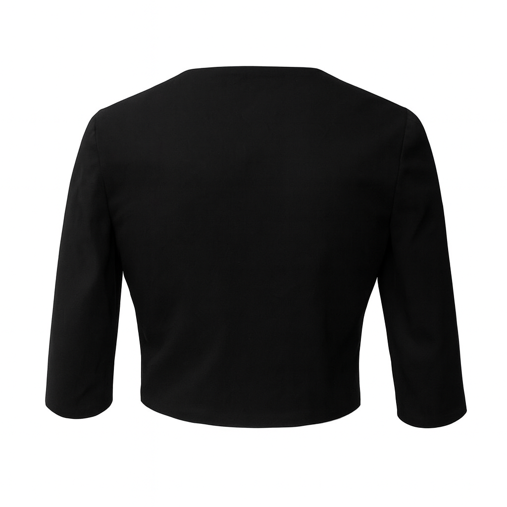 Cropped Leather Cardigan - Black