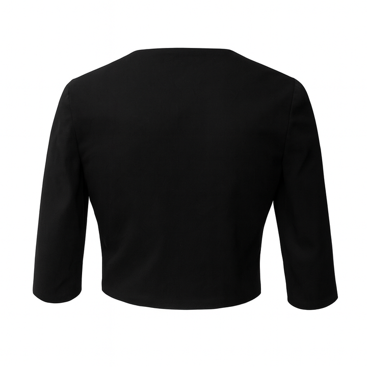 Cropped Leather Cardigan - Black