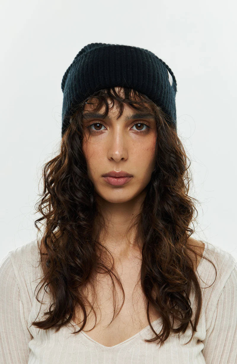 Beanie With Wide Rib Knit Turn-up