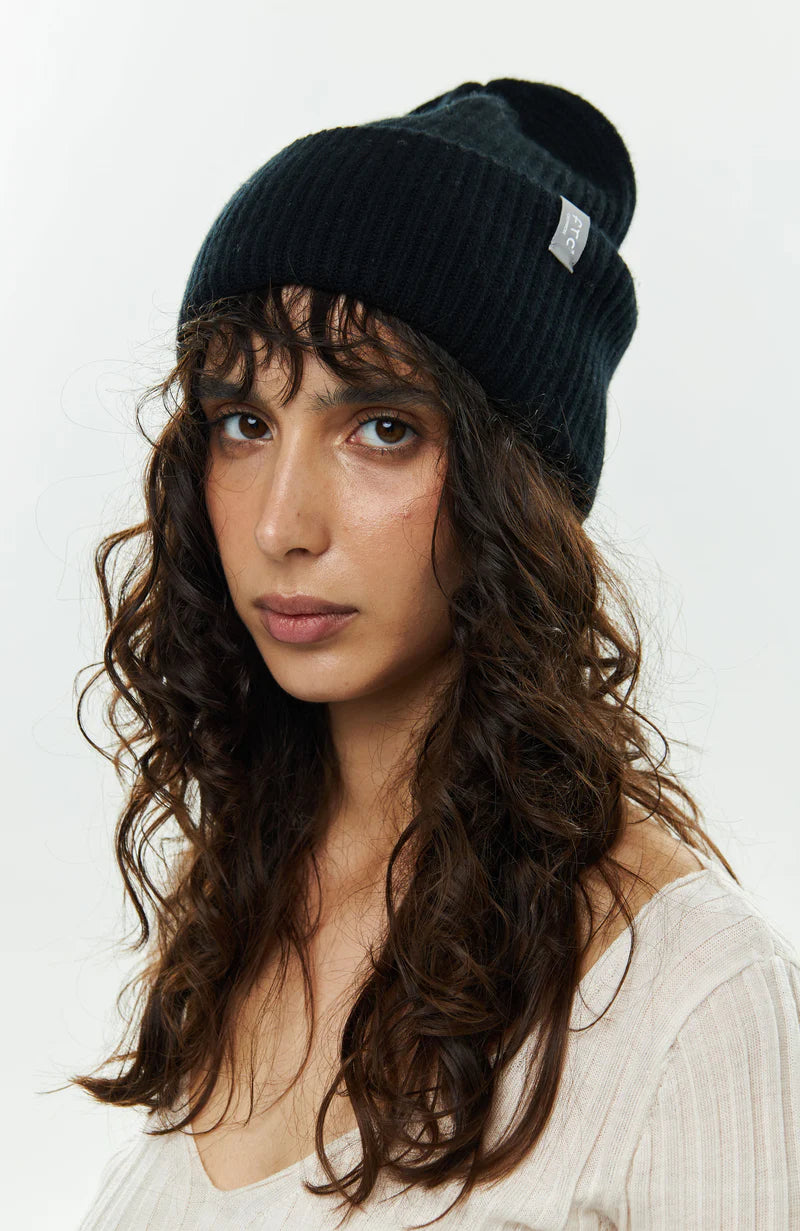 Beanie With Wide Rib Knit Turn-up