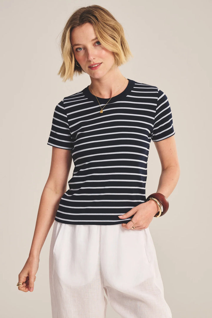 Short Sleeve Rib Crew Neck Top - Midnight