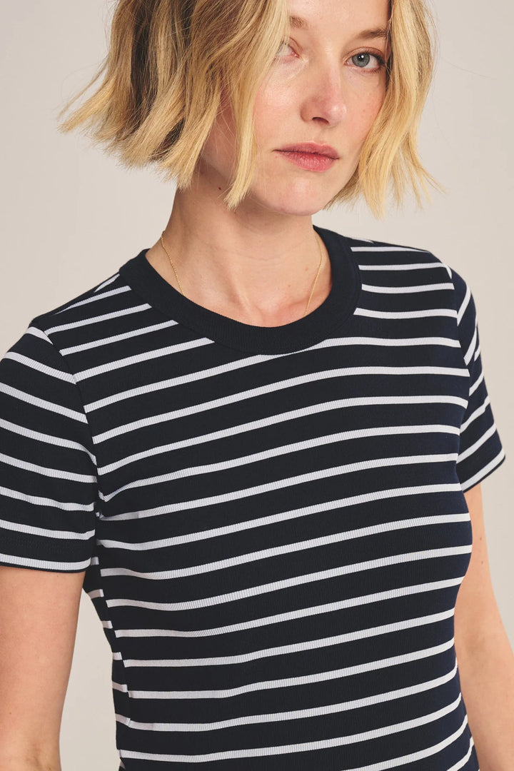Short Sleeve Rib Crew Neck Top - Midnight