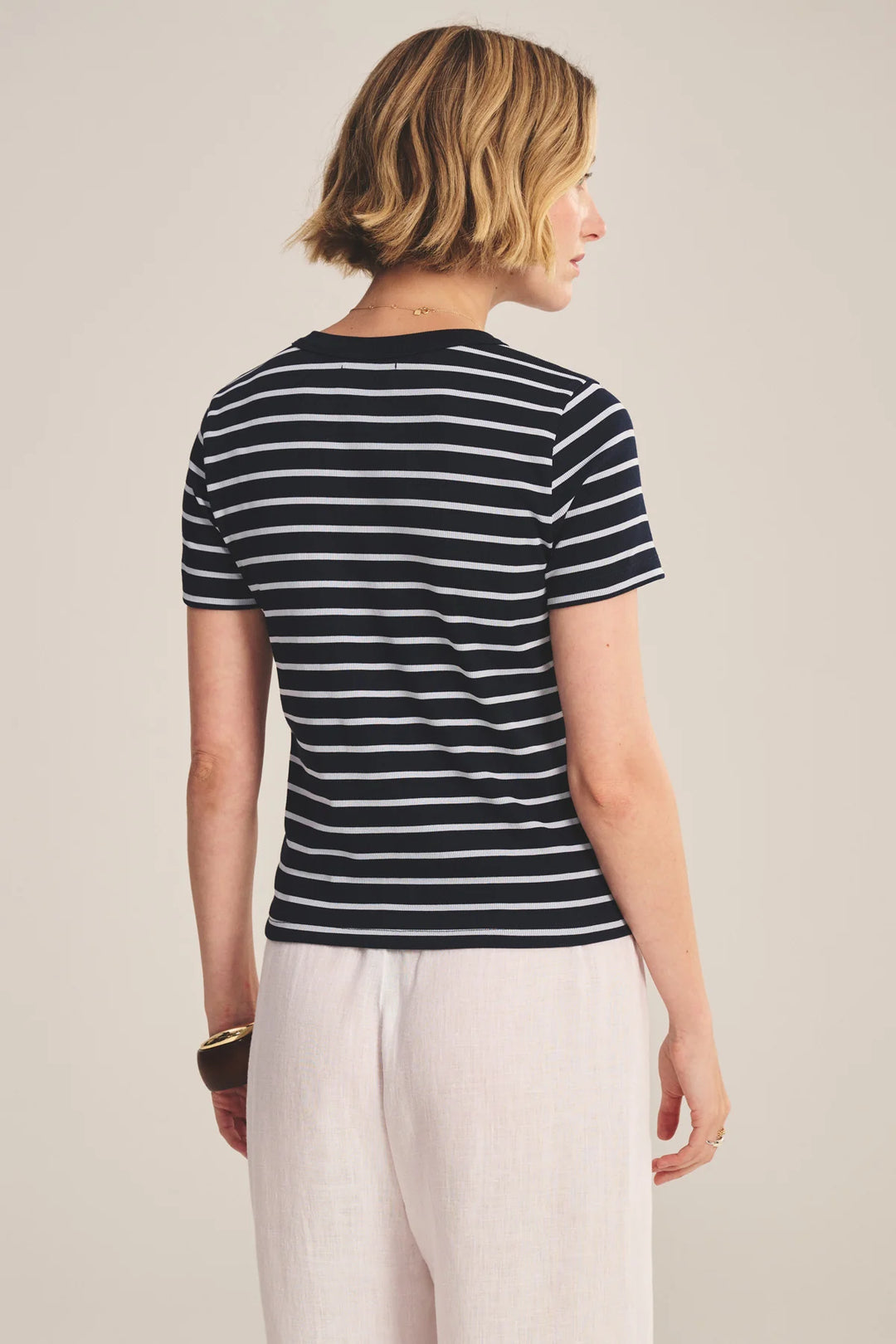 Short Sleeve Rib Crew Neck Top - Midnight