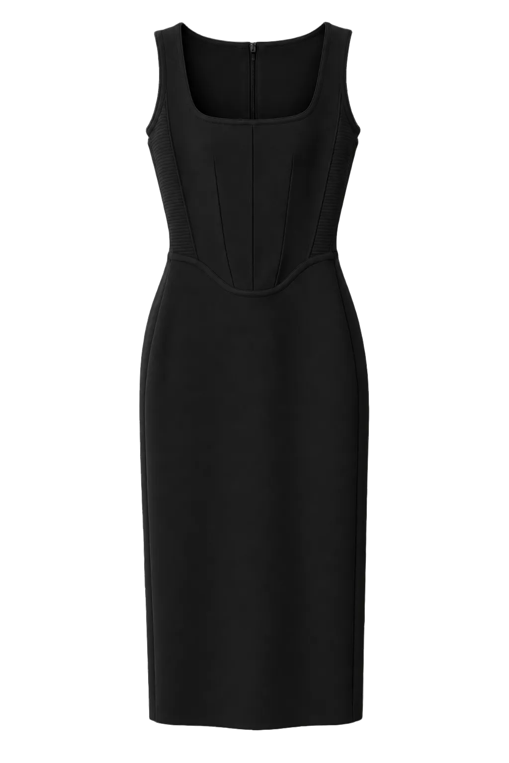 RVN Meira Squared-Neck Corset Midi Dress