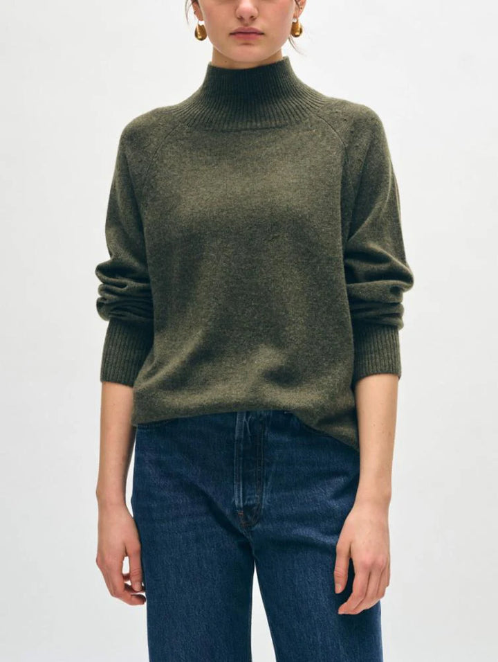 Cashmere Rib Trim Standneck Sweater