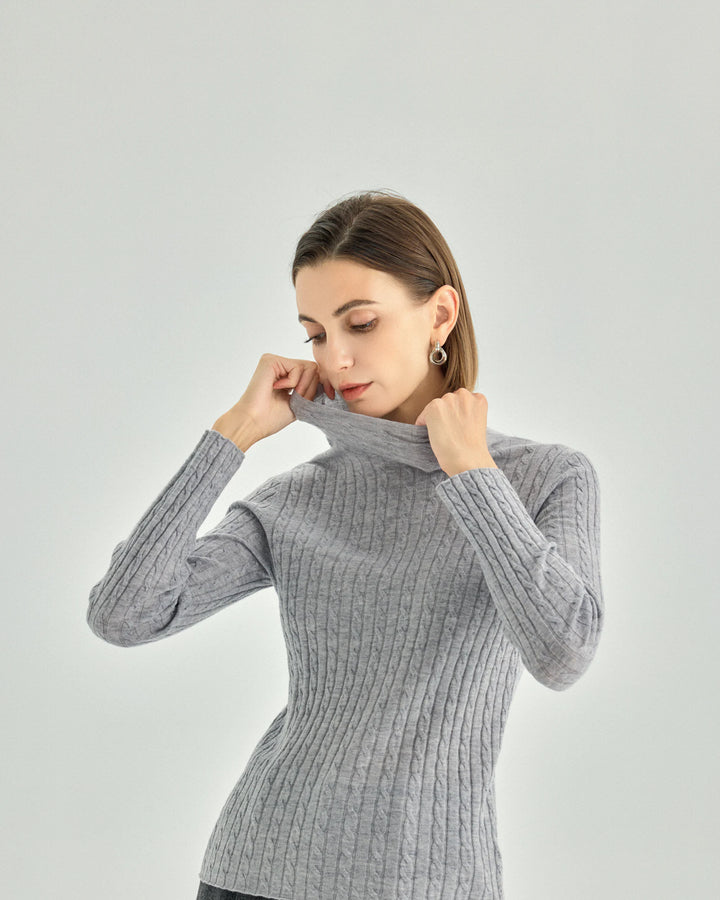Cable Knit Turtleneck Sweater