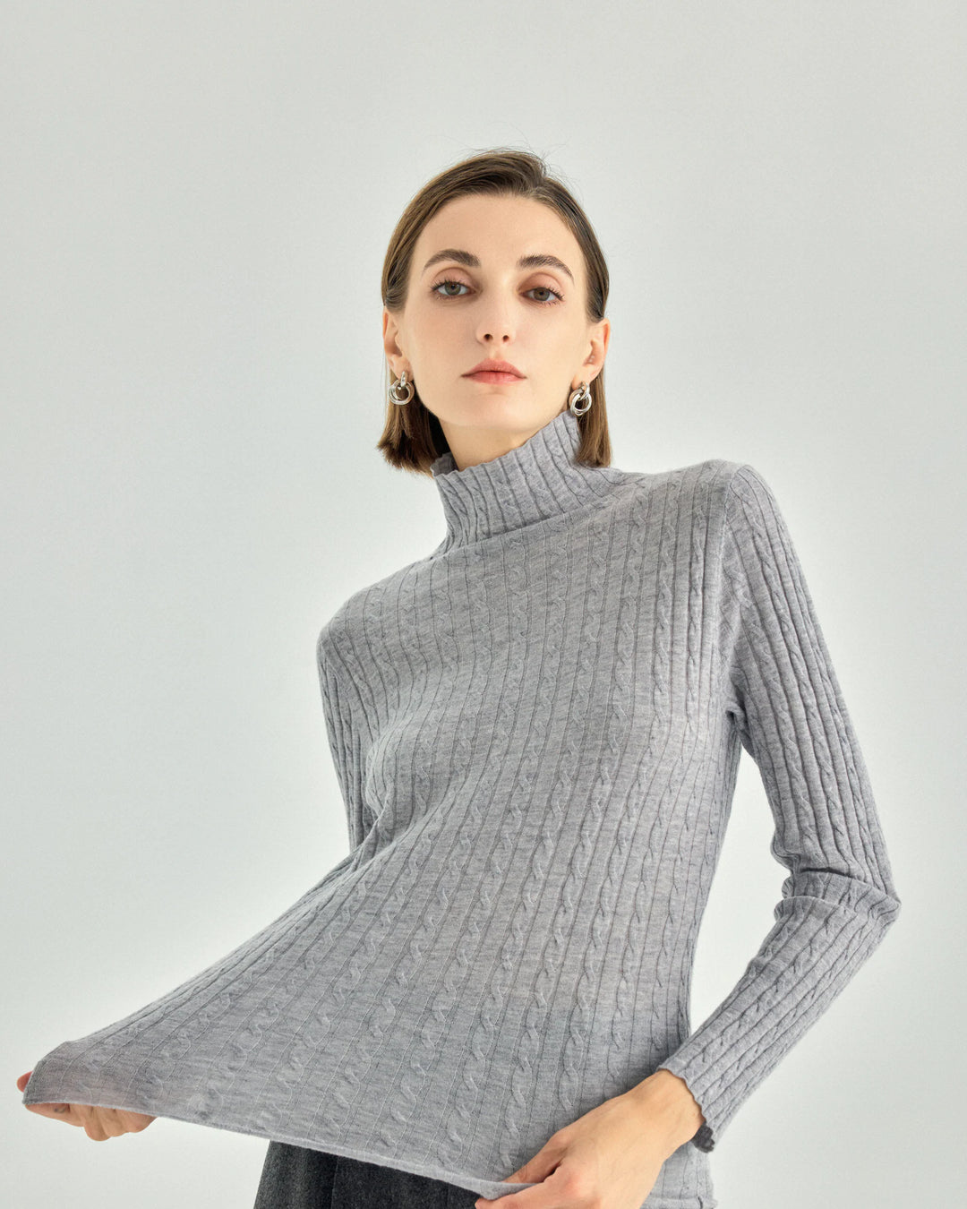 Cable Knit Turtleneck Sweater