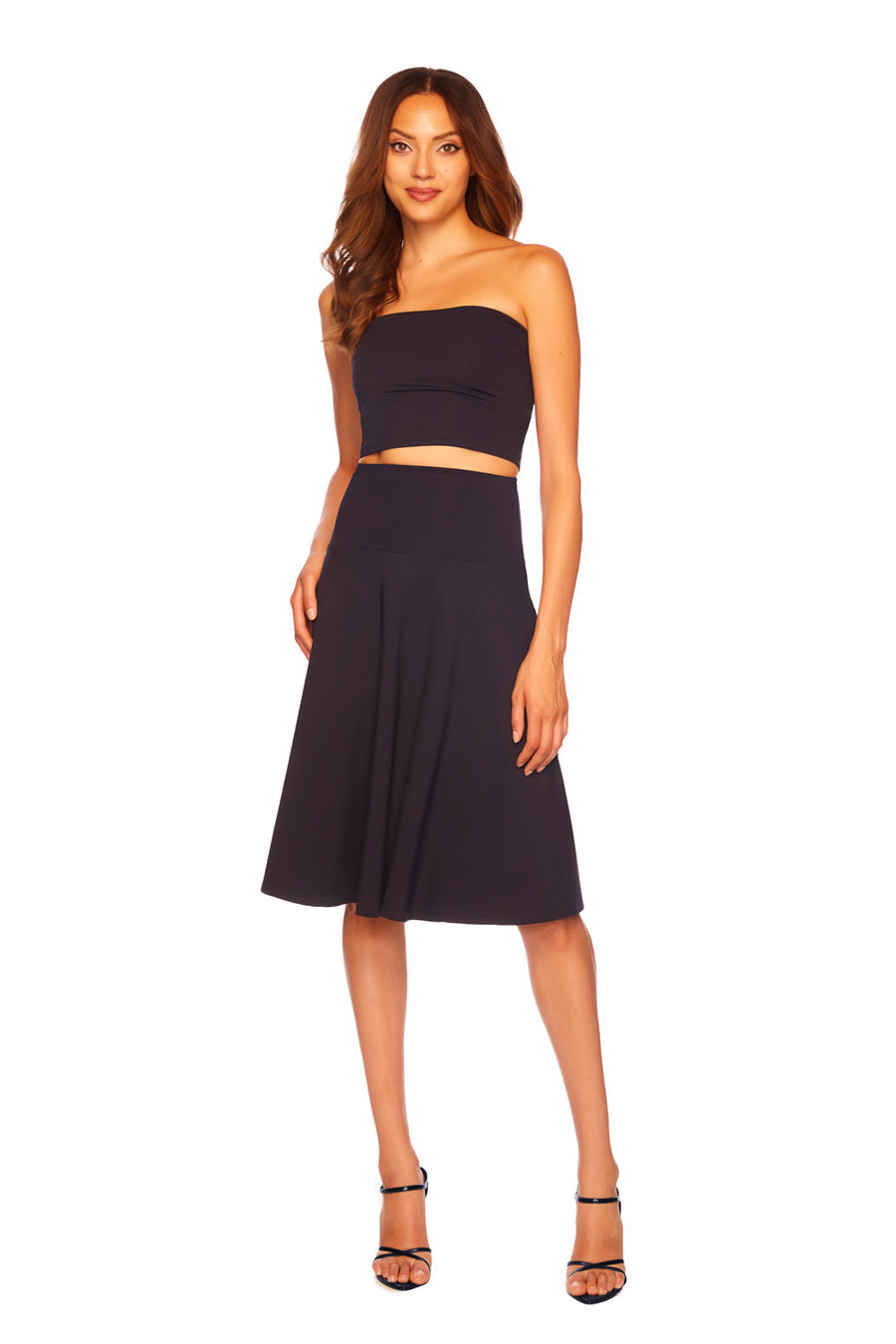 High Waist Midi Flare Skirt
