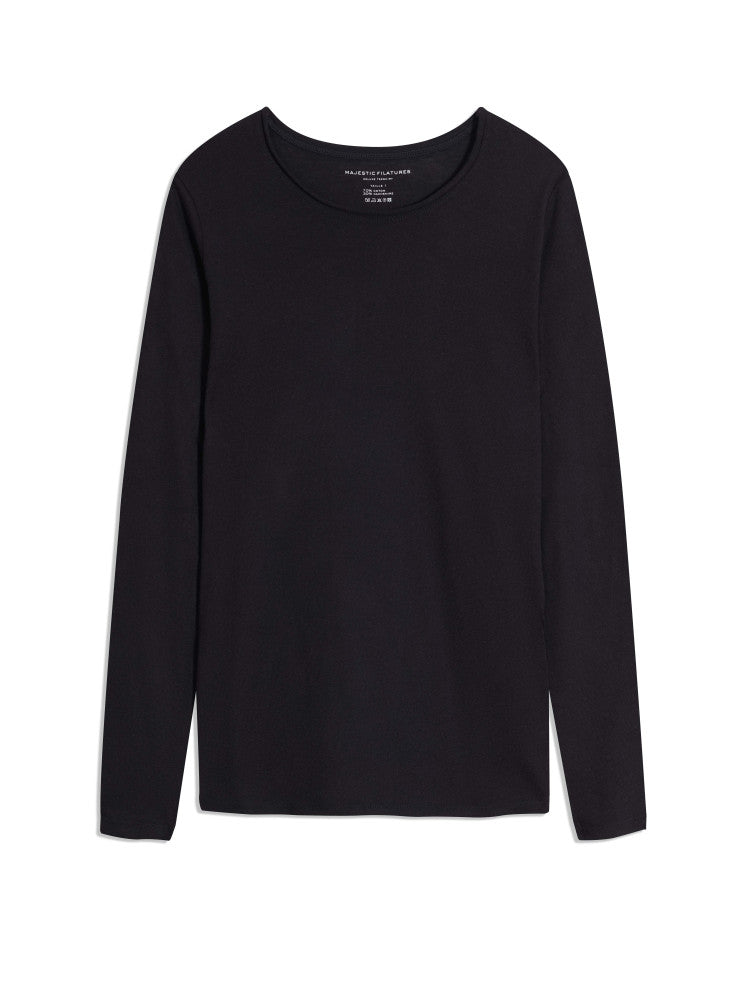 Cotton/Cashmere Long Sleeve Boatneck