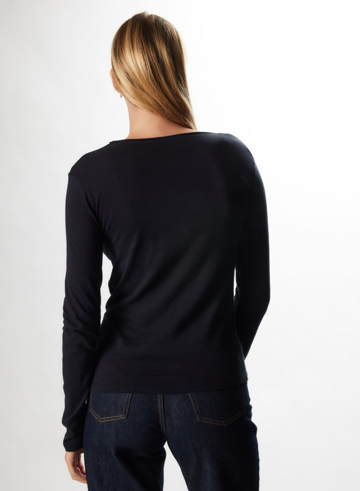 Cotton/Cashmere Long Sleeve Boatneck