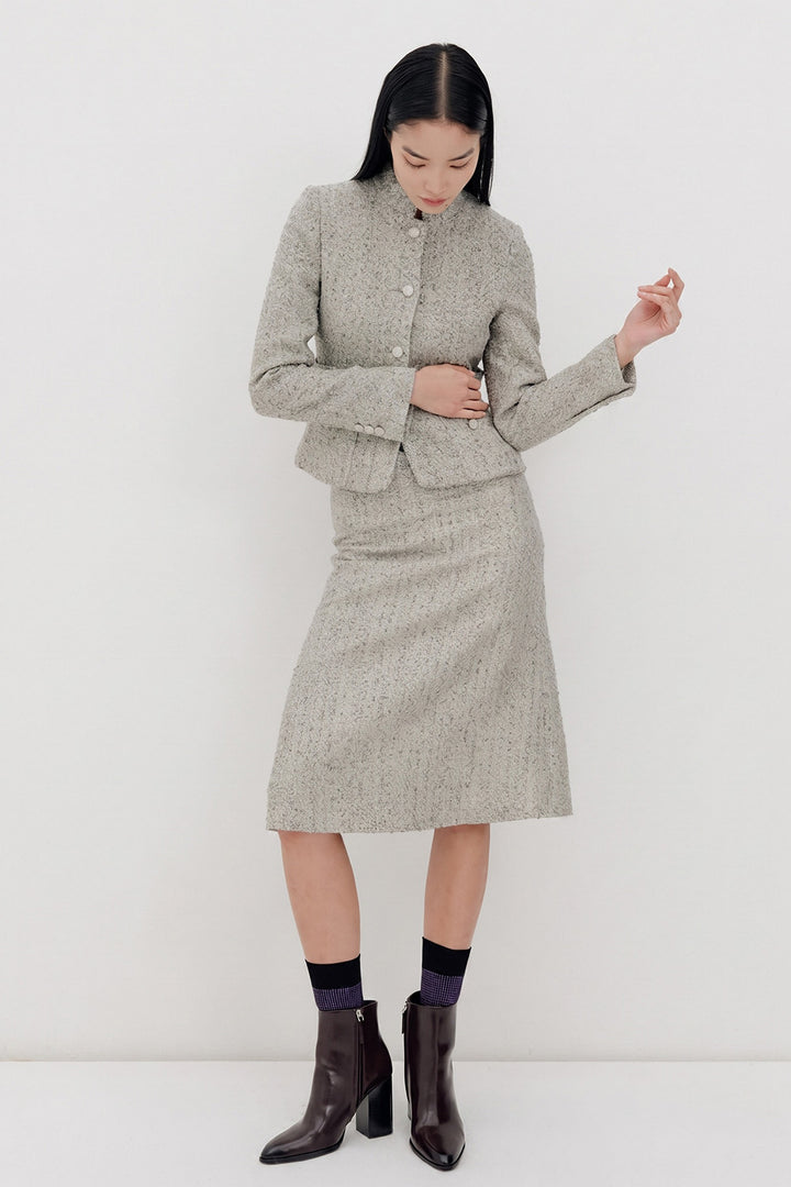 Silvia Tweed Jacket - Silver