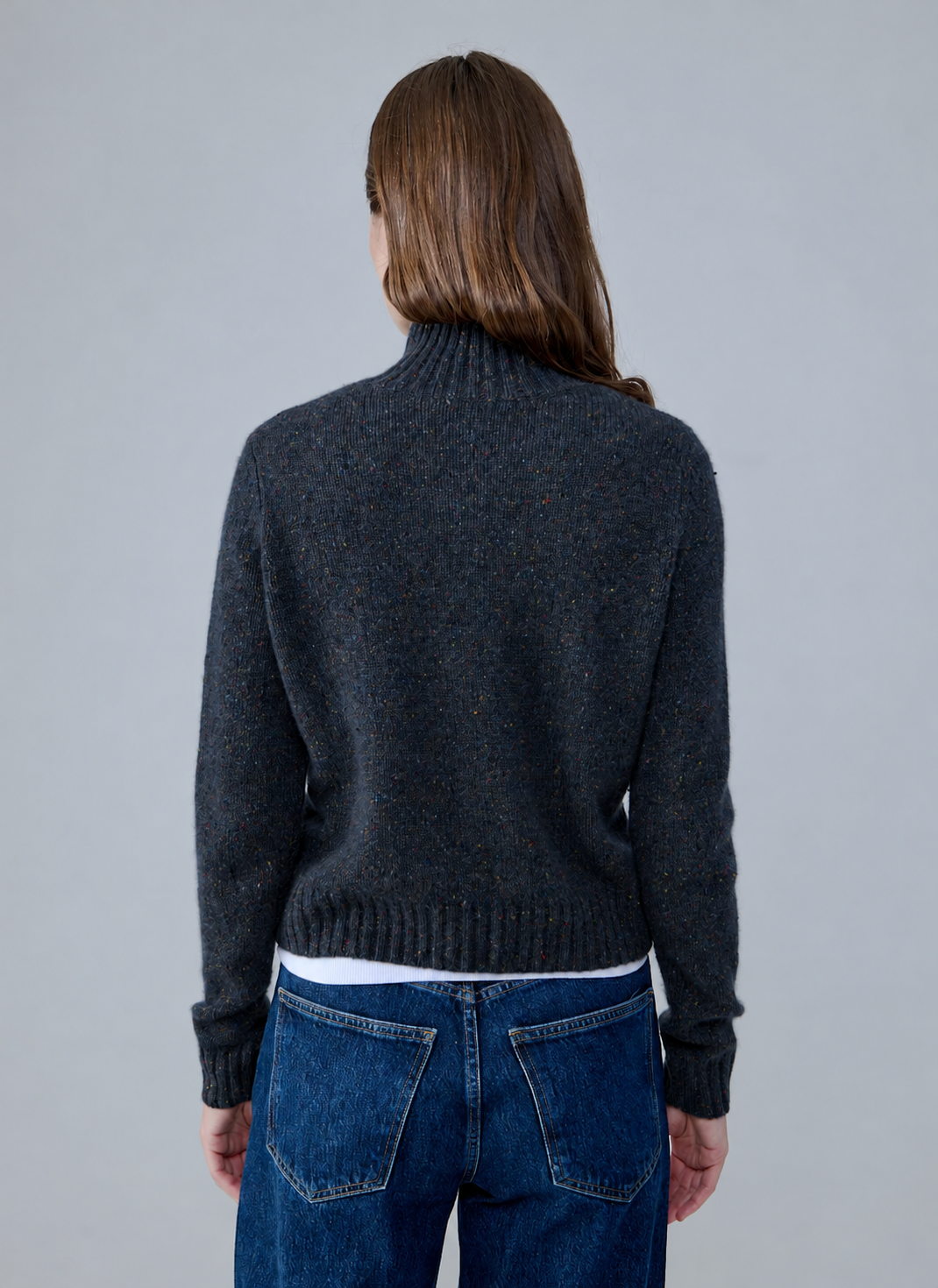Solid Cropped Chunky Mock Neck Sweater