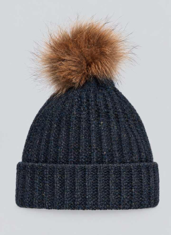 12-ply Hat w/ Fox Fur Pom Pom
