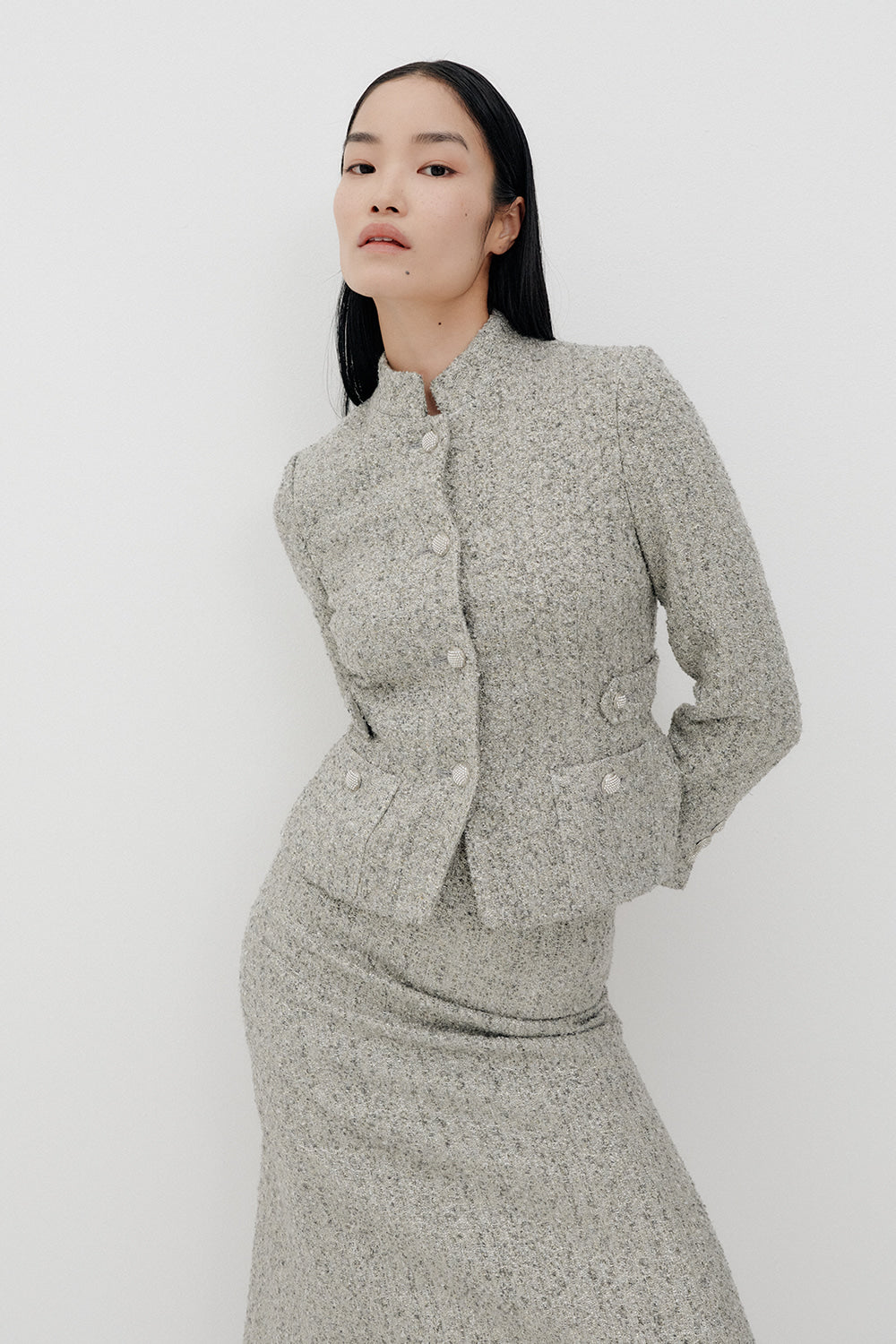 Silvia Tweed Jacket - Silver